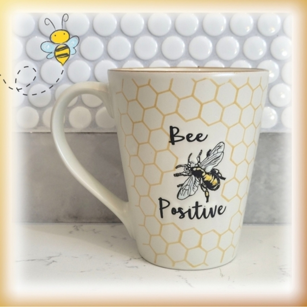 Spectrum Designz Bee Positive Blue Winged Bees Honeycomb Tall 17 Oz Mug